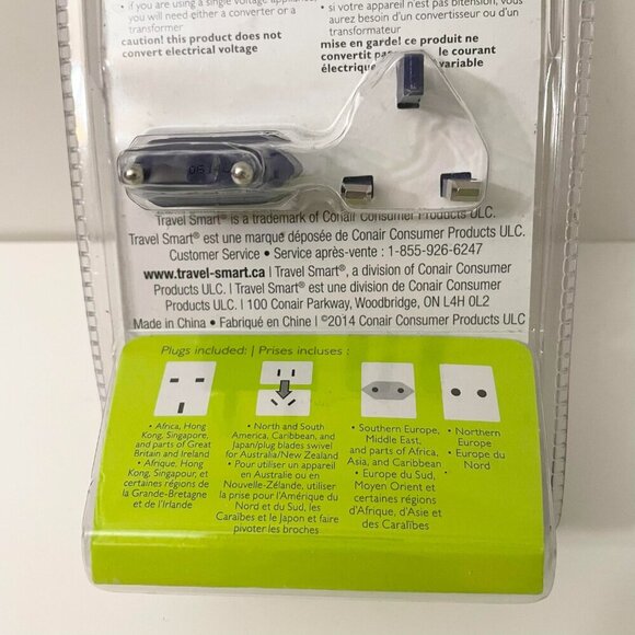 4 Piece Conair Travel Smart Dual Outlet Adapter Plug Set - Picture 8 of 11